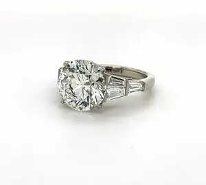 Round Diamond Engagement Ring with Six Tapered Baguettes Custom Engagement Rings
