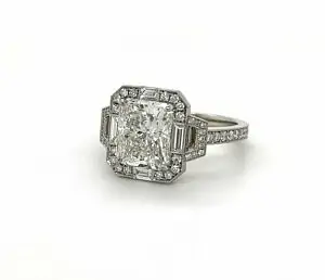 Radiant-Cut Engagement Ring with Diamond Buckles Custom Engagement Rings