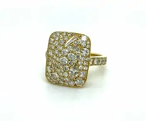 Multi-Shape Diamond Pave Ring in Yellow Gold Fine Colored Gemstone Rings