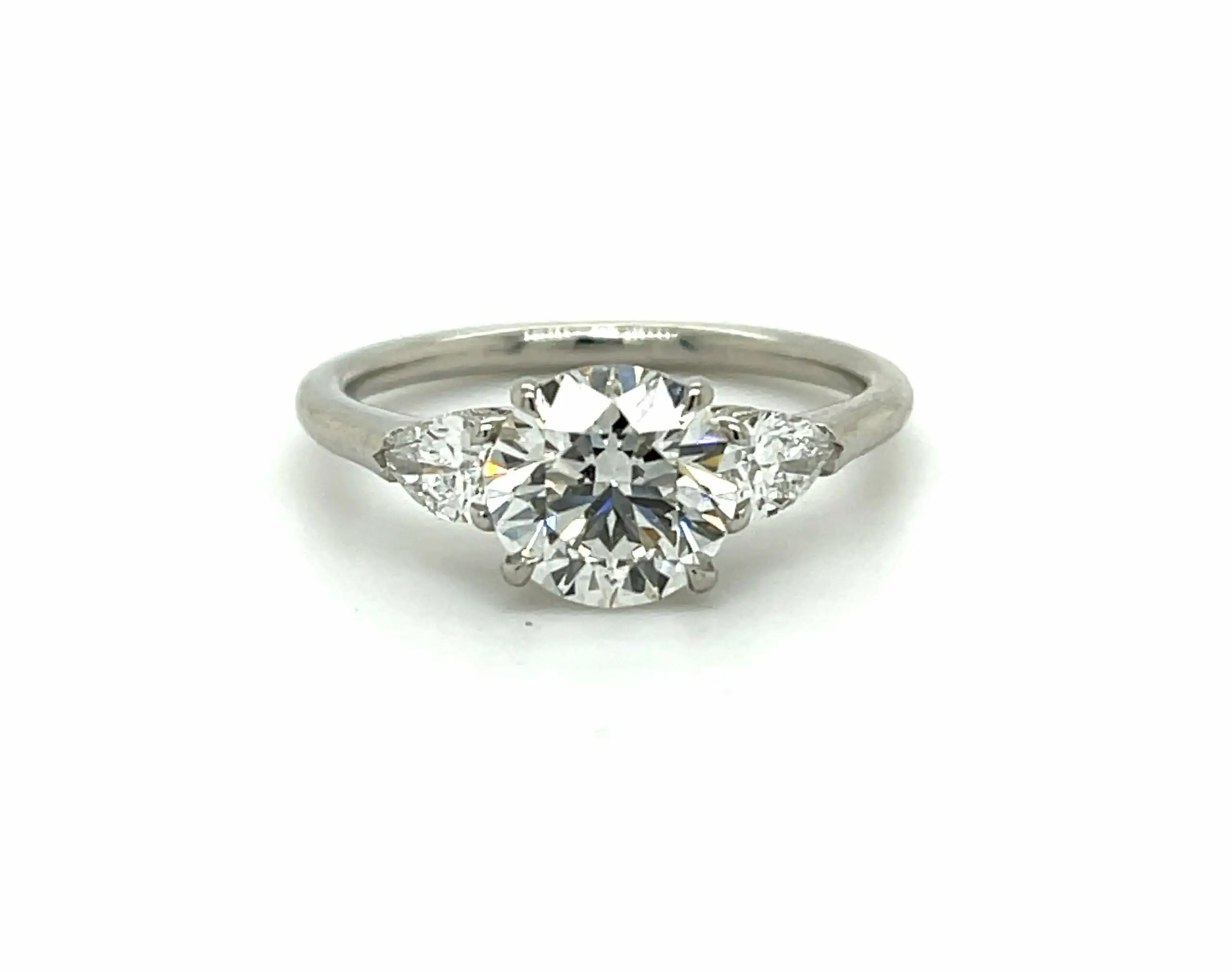 Three-Stone Round and Pear Diamond Engagement Ring Custom Engagement Rings 2
