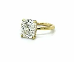 Elongated Cushion-Cut Solitaire in Yellow Gold Custom Engagement Rings