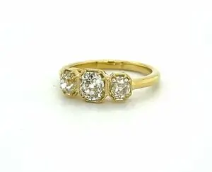 Three-Stone Old Mine-Cut Engagement Ring Custom Engagement Rings