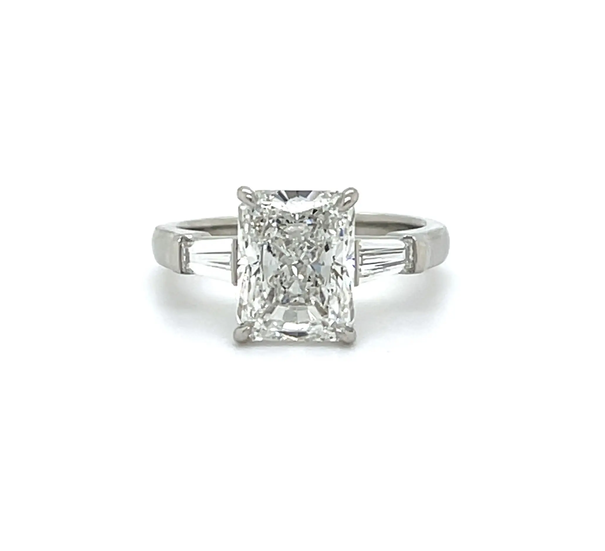 Three-Stone Radiant-Cut Diamond Ring in Platinum Custom Engagement Rings 2